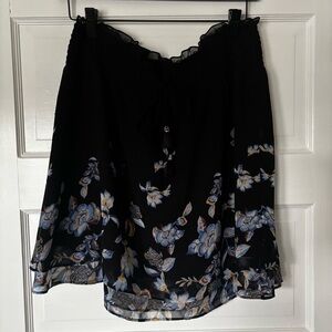 White House Black Market Black Floral Mini Skirt